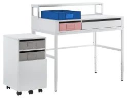 Realspace® Floor Display Baywick 37"W Student Computer Desk With Height-Adjustable Legs And Mobile File Cabinet, White