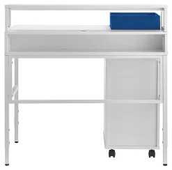 Realspace® Floor Display Baywick 37"W Student Computer Desk With Height-Adjustable Legs And Mobile File Cabinet, White