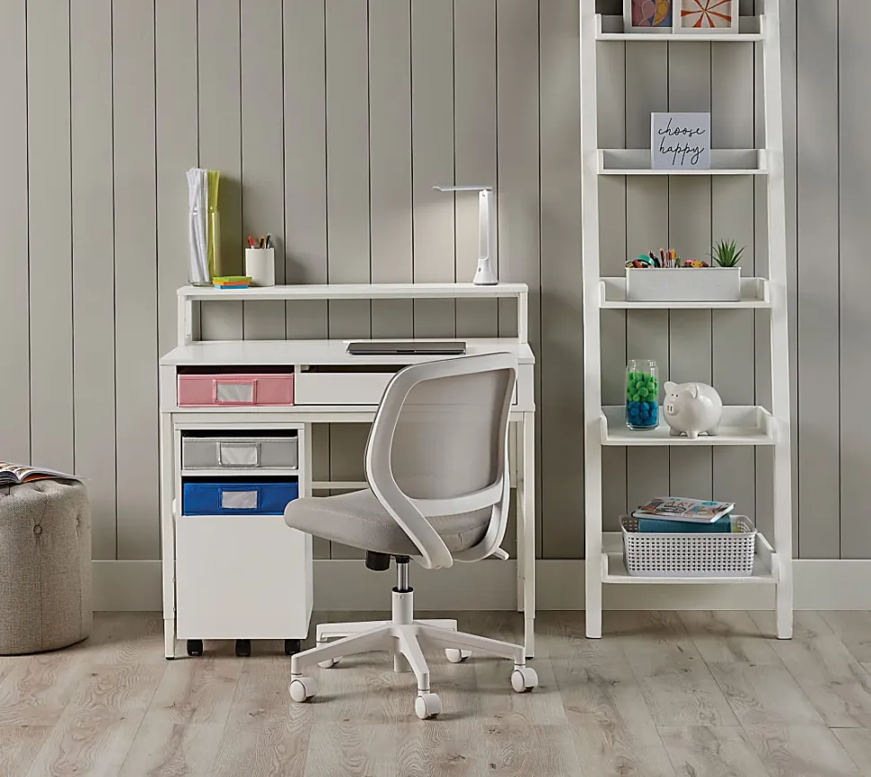 Realspace® Floor Display Baywick 37"W Student Computer Desk With Height-Adjustable Legs And Mobile File Cabinet, White