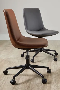 Realspace® Floor Display Praxley Faux Leather Low-Back Task Office Chair, Brown, BIFMA Compliant
