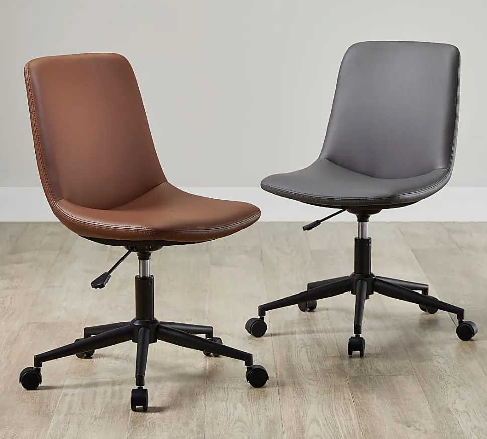 Realspace® Floor Display Praxley Faux Leather Low-Back Task Office Chair, Brown, BIFMA Compliant