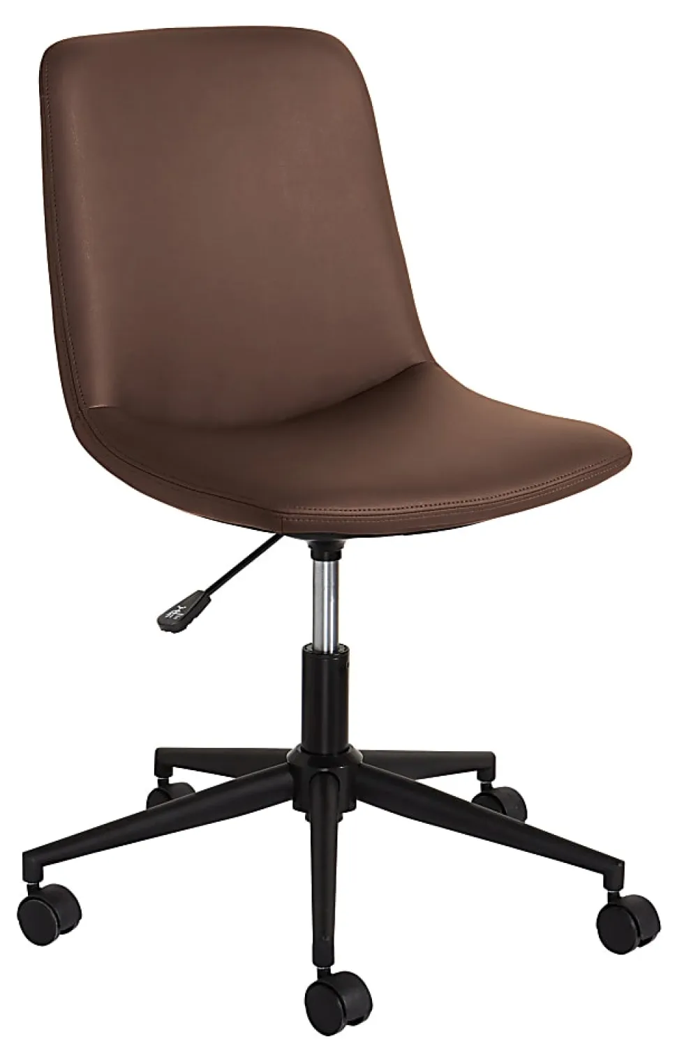 Realspace® Floor Display Praxley Faux Leather Low-Back Task Office Chair, Brown, BIFMA Compliant