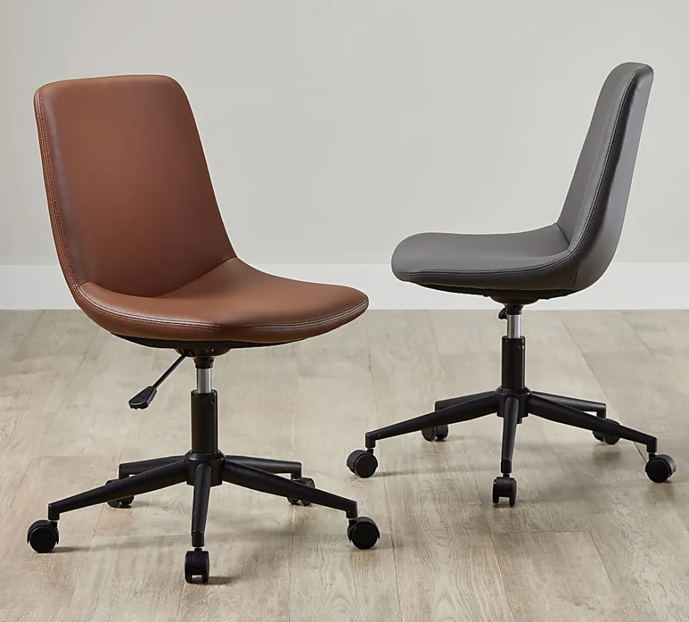 Realspace® Floor Display Praxley Faux Leather Low-Back Task Office Chair, Brown, BIFMA Compliant