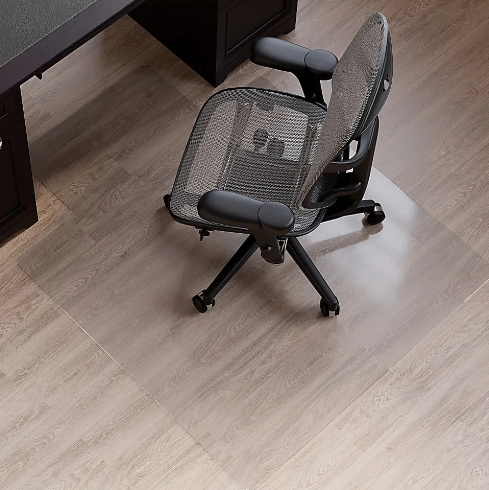 Realspace™ Hard Floor Chair Mat, Wide Lip, 45" x 53", Clear, OD76600