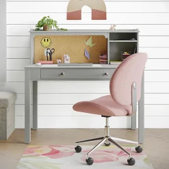 Realspace® Haven 46”W Student Storage Desk With Hutch, Light Gray