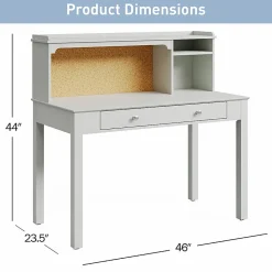 Realspace® Haven 46”W Student Storage Desk With Hutch, Light Gray