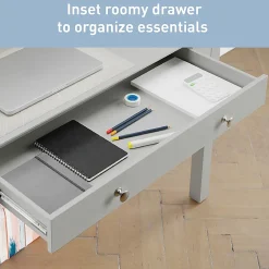 Realspace® Haven 46”W Student Storage Desk With Hutch, Light Gray