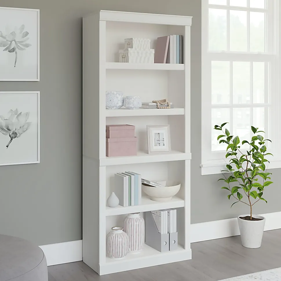 Realspace® 72"H 5-Shelf Bookcase, Arctic White