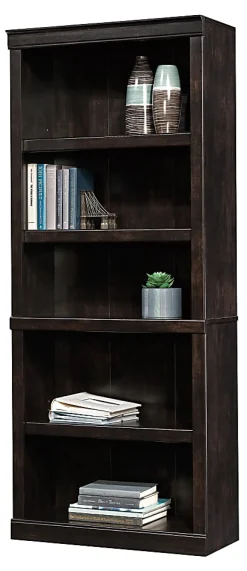 Realspace® 72"H 5-Shelf Bookcase, Peppered Black