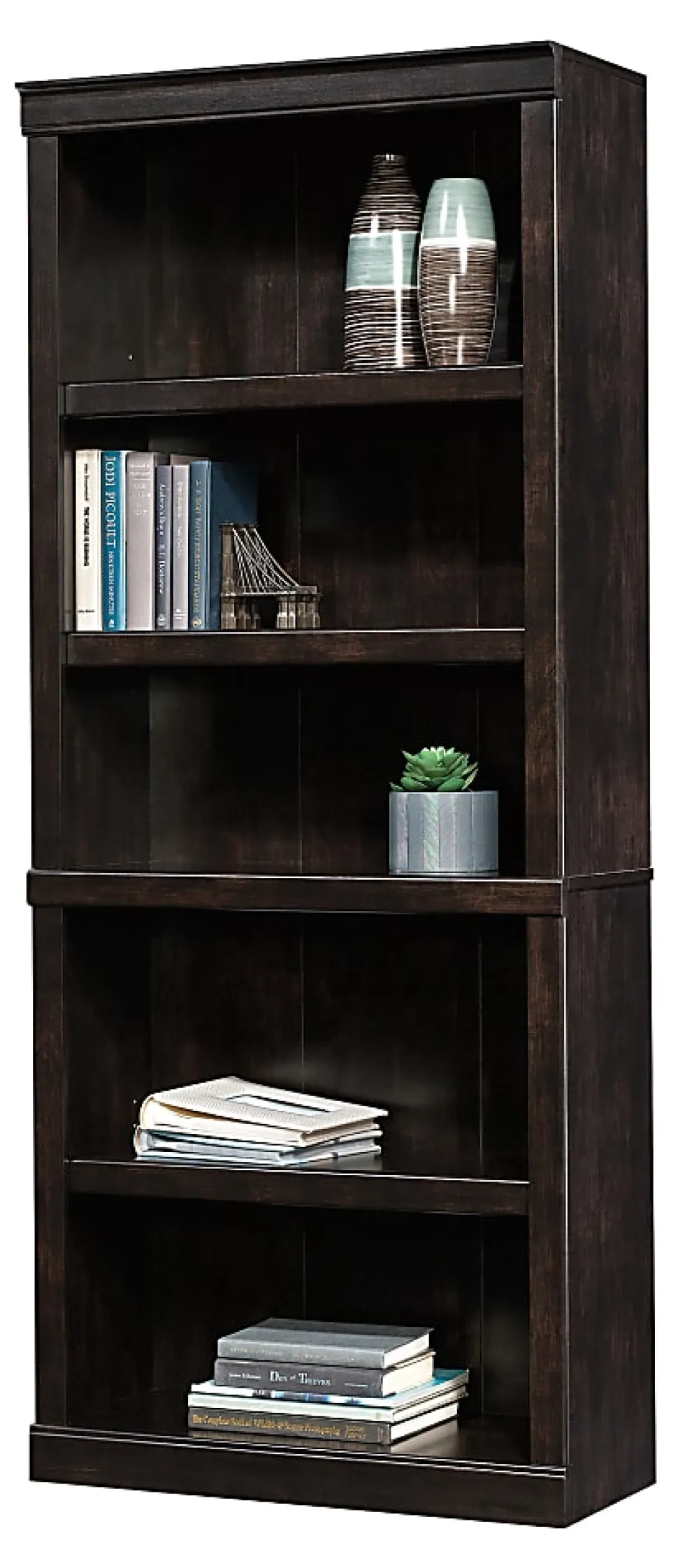 Realspace® 72"H 5-Shelf Bookcase, Peppered Black