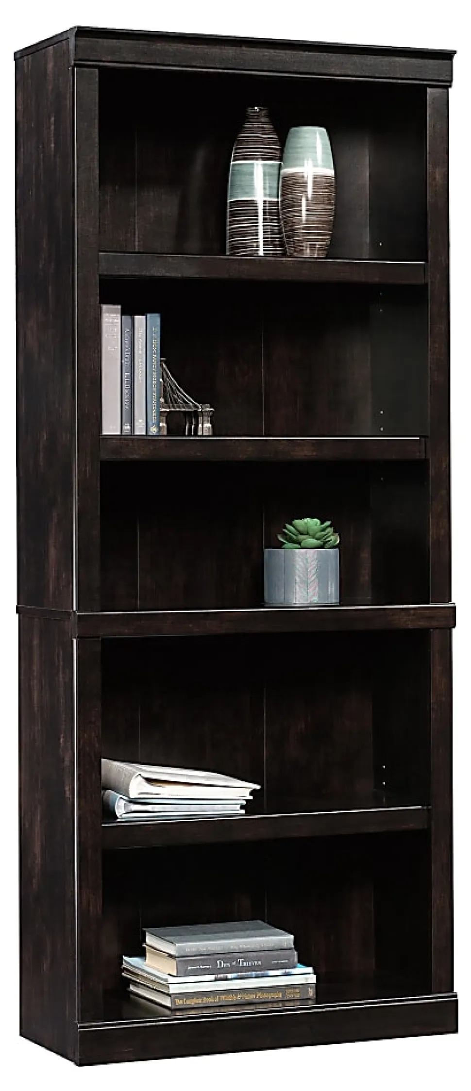 Realspace® 72"H 5-Shelf Bookcase, Peppered Black