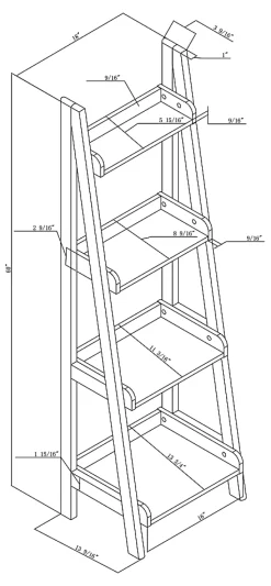 Realspace® 60"H 4-Shelf Narrow Ladder Bookcase, White