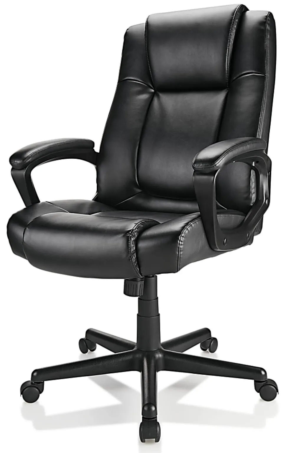 Realspace® Hurston Bonded Leather High-Back Executive Office Chair, Black, BIFMA Compliant