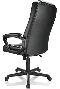 Realspace® Hurston Bonded Leather High-Back Executive Office Chair, Black, BIFMA Compliant