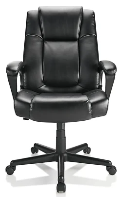 Realspace® Hurston Bonded Leather High-Back Executive Office Chair, Black, BIFMA Compliant