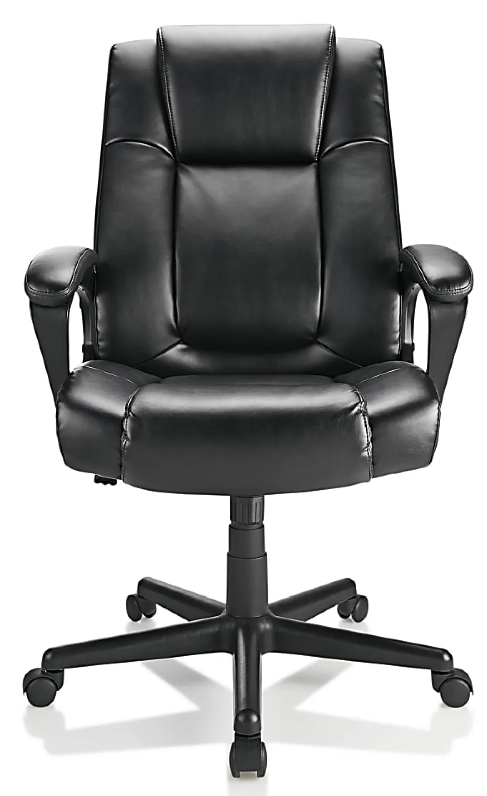 Realspace® Hurston Bonded Leather High-Back Executive Office Chair, Black, BIFMA Compliant