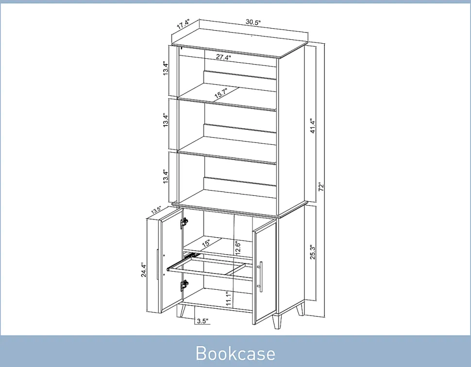 Realspace® Koru 72"H 3-Shelf Bookcase With Printer Shelf & File Storage, Espresso Oak