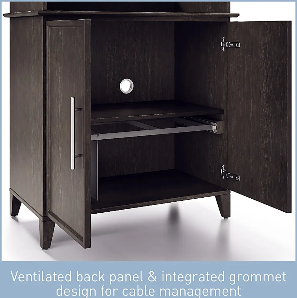 Realspace® Koru 72"H 3-Shelf Bookcase With Printer Shelf & File Storage, Espresso Oak
