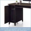 Realspace® Koru 60"W Straight Computer Desk With Integrated Power & Charging, Espresso Oak, BIFMA Compliant