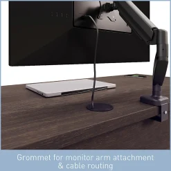 Realspace® Koru 60"W Straight Computer Desk With Integrated Power & Charging, Espresso Oak, BIFMA Compliant