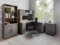 Realspace® Koru 23-1/2"W x 17-1/2"D Lateral 2-Drawer File Cabinet, Two-Tone Slate/Gray Oak, BIFMA Compliant