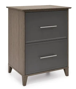 Realspace® Koru 23-1/2"W x 17-1/2"D Lateral 2-Drawer File Cabinet, Two-Tone Slate/Gray Oak, BIFMA Compliant