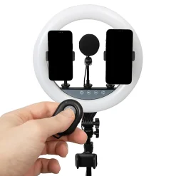 Realspace⢠14" LED Ring Light On Tripod Stand With 4 Mounts And Bluetooth® Controller, Adjustable, 94-1/2"H, Black