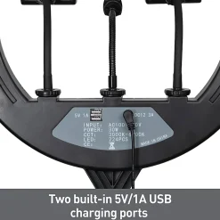 Realspace™ 14" LED Ring Light On Tripod Stand With 4 Mounts And Bluetooth® Controller, Adjustable, 94-1/2"H, Black