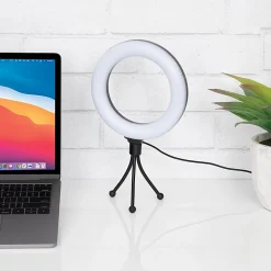 Realspace™ 6" LED Ring Light With Clip-On Monitor Mount Or Tripod Stand, Adjustable, 9-5/8"H, Black