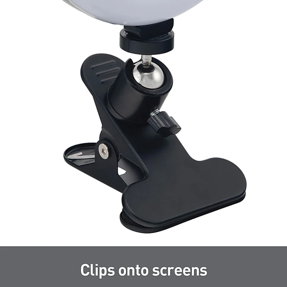 Realspace™ 6" LED Ring Light With Clip-On Monitor Mount Or Tripod Stand, Adjustable, 9-5/8"H, Black