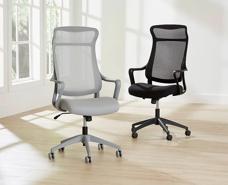 Realspace® Lenzer Mesh High-Back Task Office Chair, Gray, BIFMA Compliant