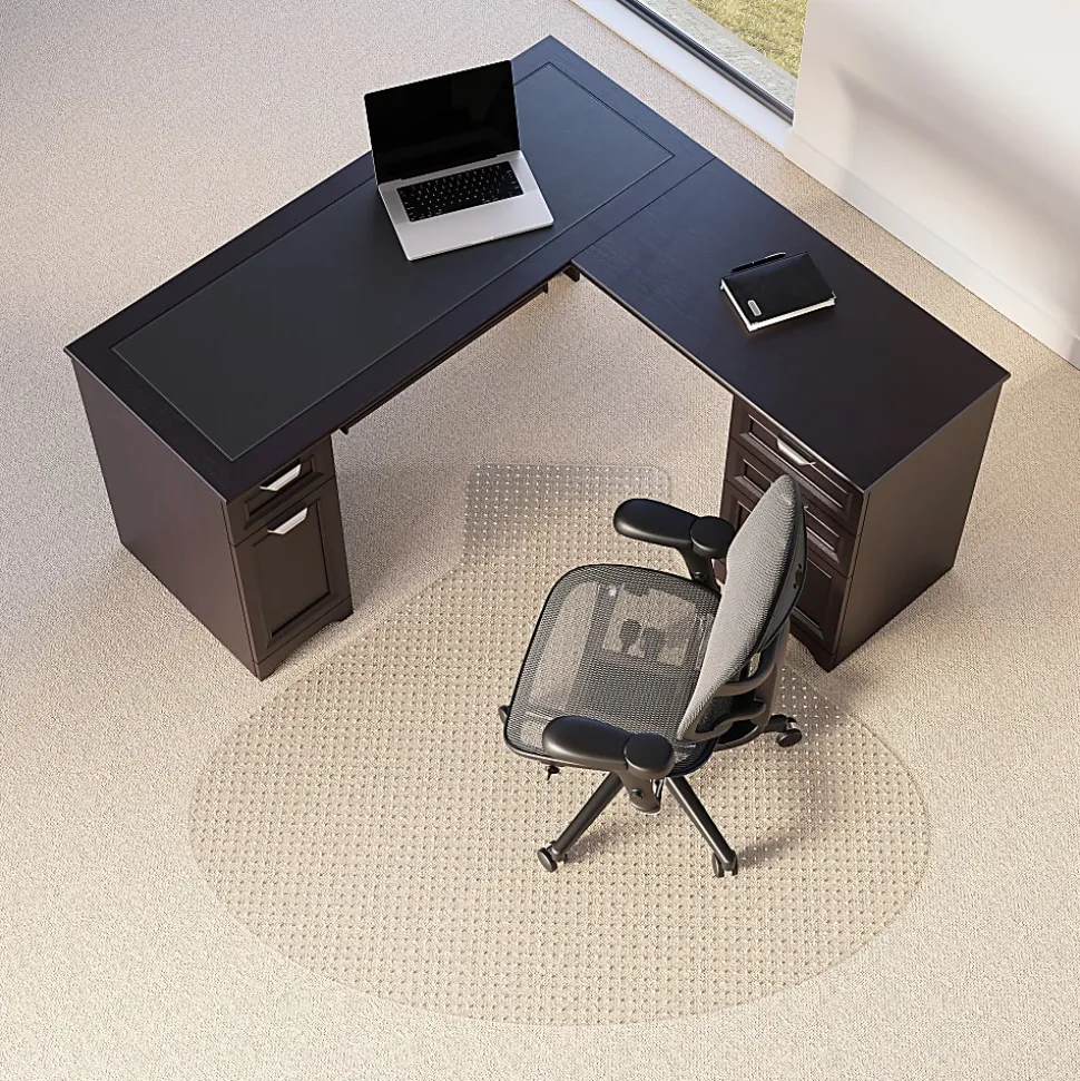 Realspace™ Low Pile Chair Mat For L-Shaped Workstations, 66" x 60", Clear