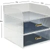 Realspace® Lucenti Acrylic 2-Drawer Desktop Organizer, 7"H x 7"W x 7"D, Clear/Black