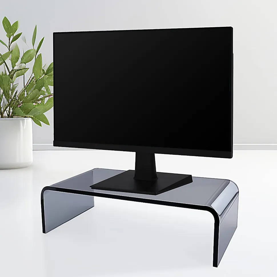 Realspace® Lucenti Acrylic Monitor Stand, 4"H x 15"W x 7-1/2"D, Translucent Black