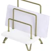 Realspace® Luna Wood/Metal Letter Sorter, 8"H x 7-1/2"W x 5"D, White/Gold