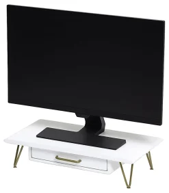 Realspace® Luna Wood/Metal Monitor Stand With Drawer, 4-3/4