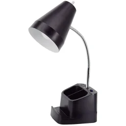 Realspace⢠Lusina LED Organizer Desk Lamp With USB, 18"H, Black