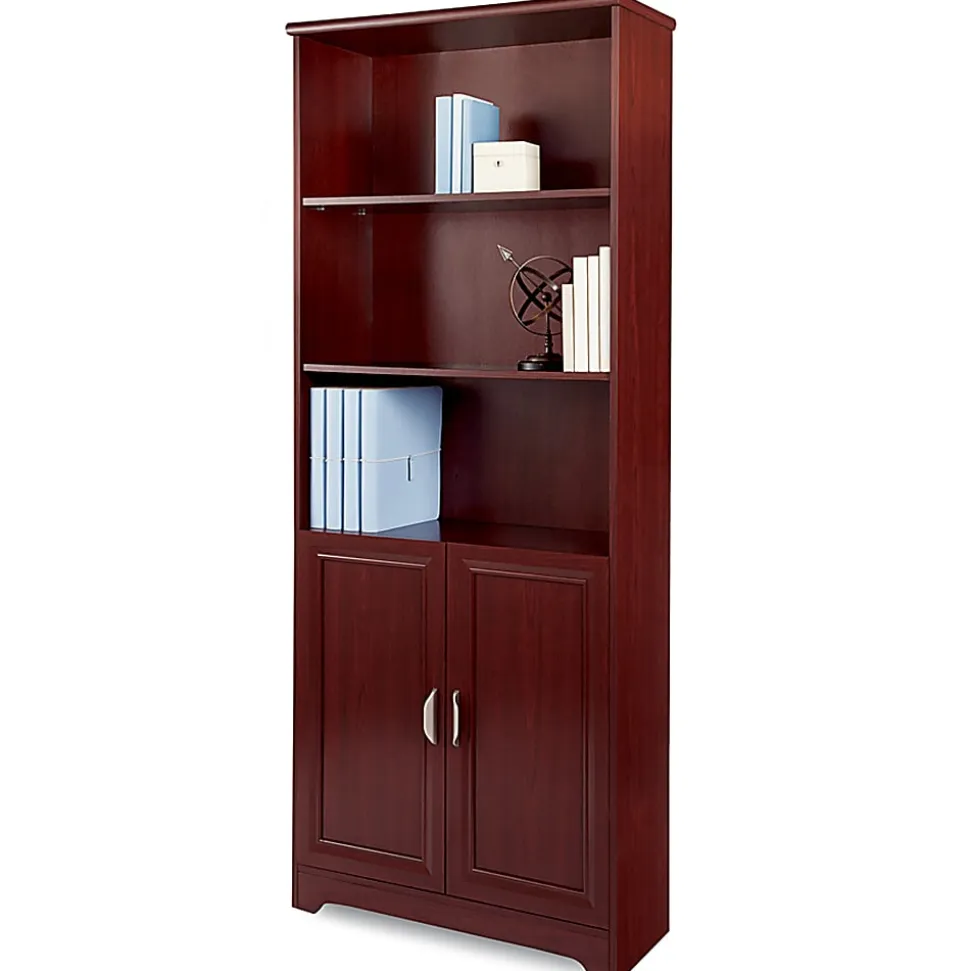 Realspace® Magellan 72"H 5-Shelf Bookcase With Doors, Classic Cherry