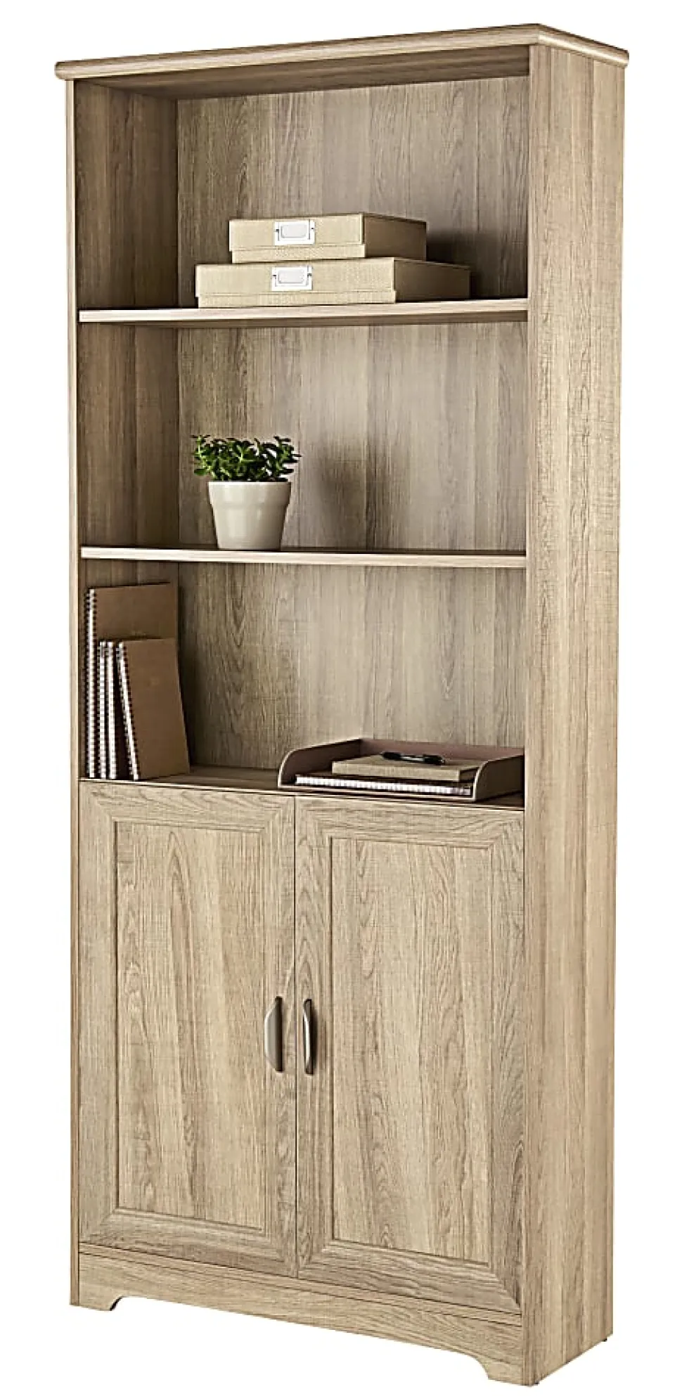 Realspace® Magellan 72"H 5-Shelf Bookcase With Doors, Blonde Ash