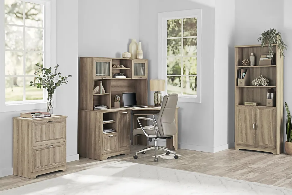 Realspace® Magellan 72"H 5-Shelf Bookcase With Doors, Blonde Ash