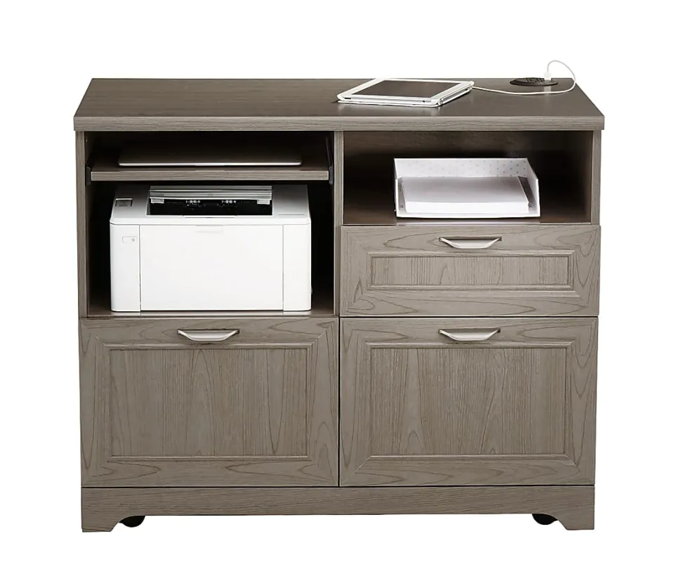 Realspace® Magellan 30”H x 36-5/16”W x 21-1/8”D Tech Station Printer Stand 2.0, Gray