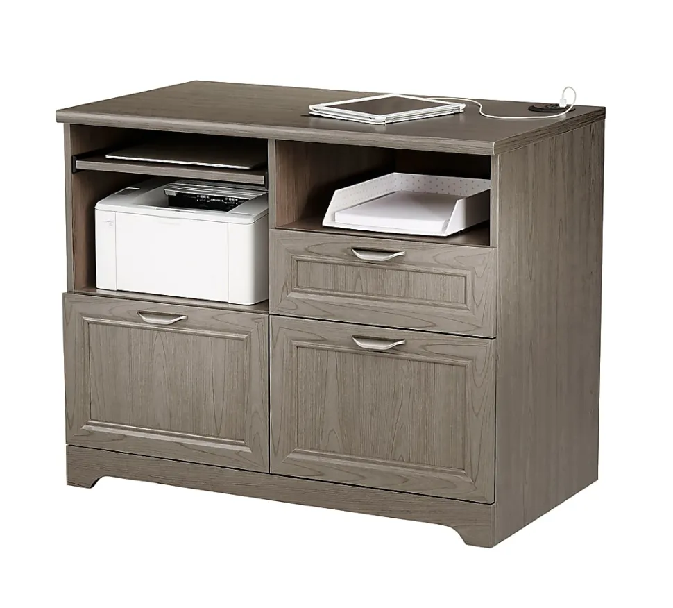 Realspace® Magellan 30”H x 36-5/16”W x 21-1/8”D Tech Station Printer Stand 2.0, Gray