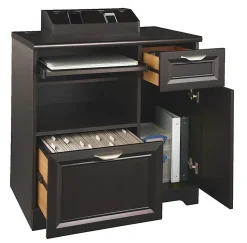 Realspace® Magellan 30”H x 29-7/16”W x 21”D Tech Station Printer Stand, Espresso