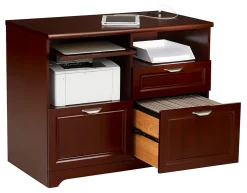 Realspace® Magellan 30”H x 36-5/16”W x 21”D Tech Station Printer Stand 2.0, Classic Cherry