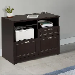 Realspace® Magellan 30”H x 36-5/16”W x 21-1/8”D Tech Station Printer Stand 2.0, Espresso
