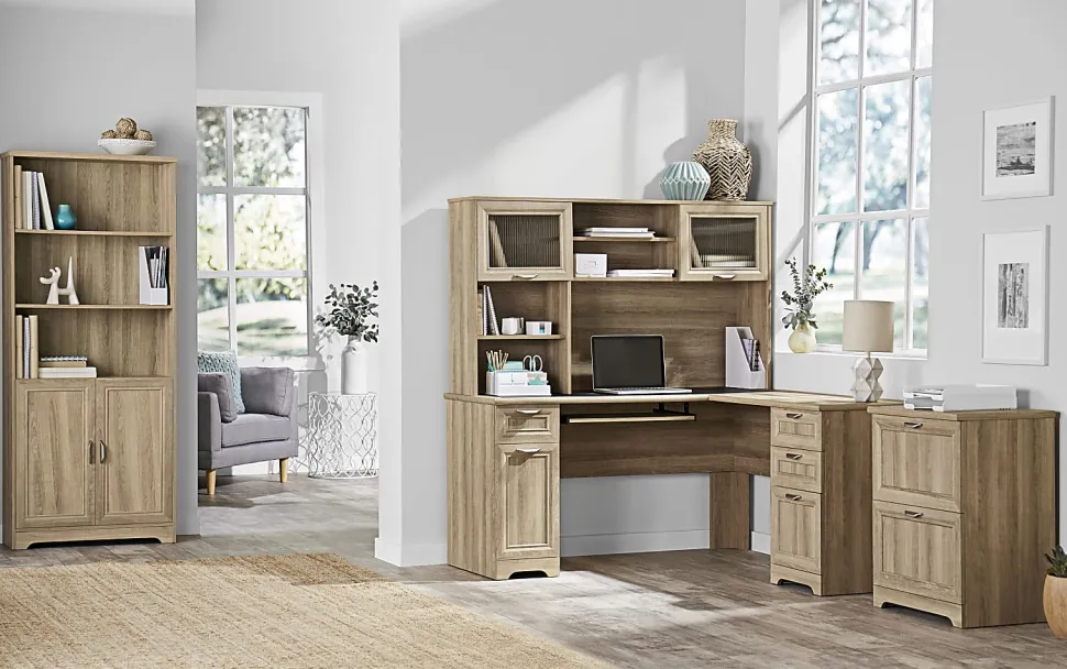 Realspace® Magellan 59"W L-Shape Corner Computer Desk, Blonde Ash