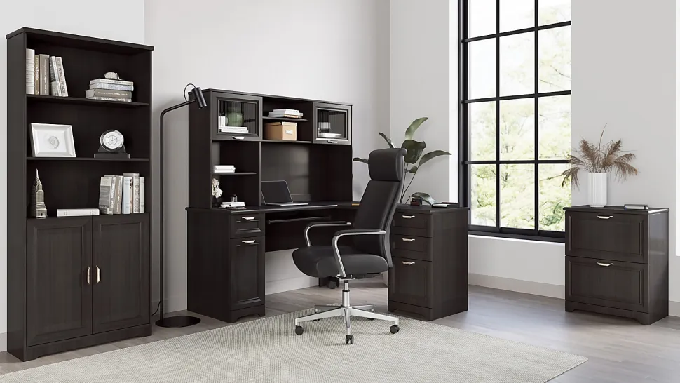 Realspace® Magellan 59"W L-Shape Corner Computer Desk, Espresso