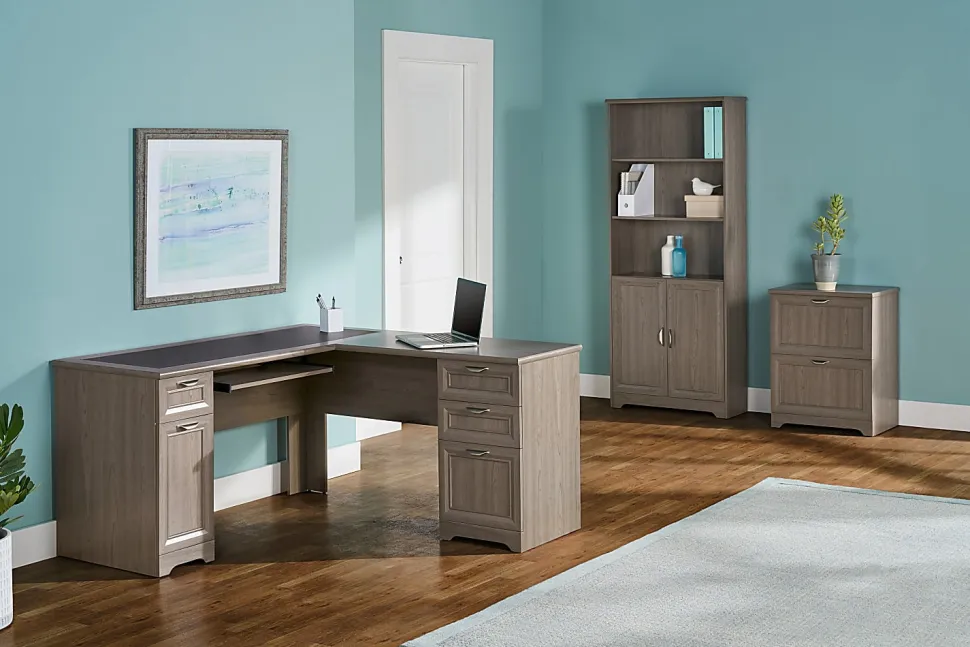 Realspace® Magellan 59"W L-Shape Corner Computer Desk, Gray