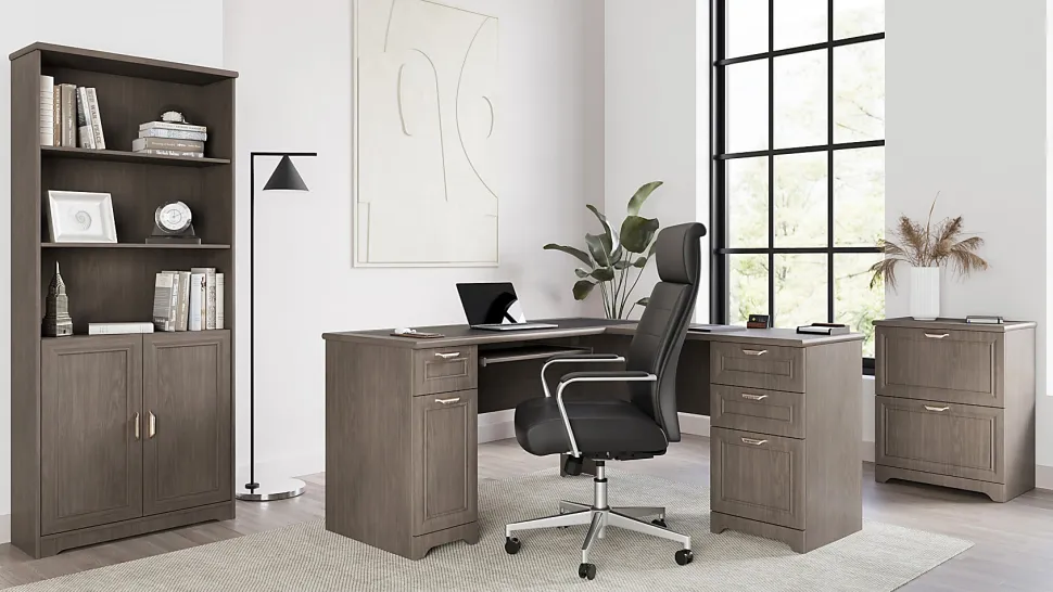 Realspace® Magellan 59"W L-Shape Corner Computer Desk, Gray