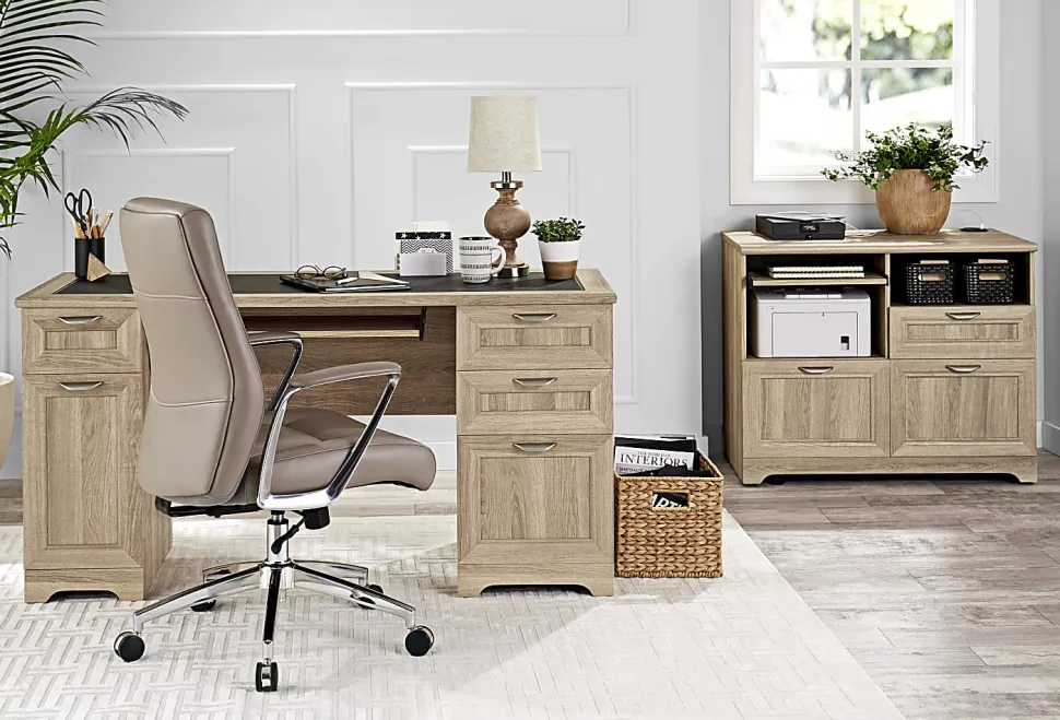 Realspace® Magellan 59"W Manager's Computer Desk, Blonde Ash